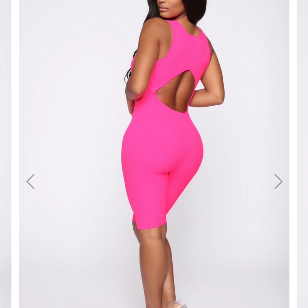 Pink Cut Out Ribbed Romper - Picture 2 of 2